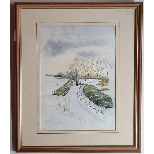 38 - TM Rossiter. A 20th Century Watercolour of a winter scene. 33 x 24cm approx.