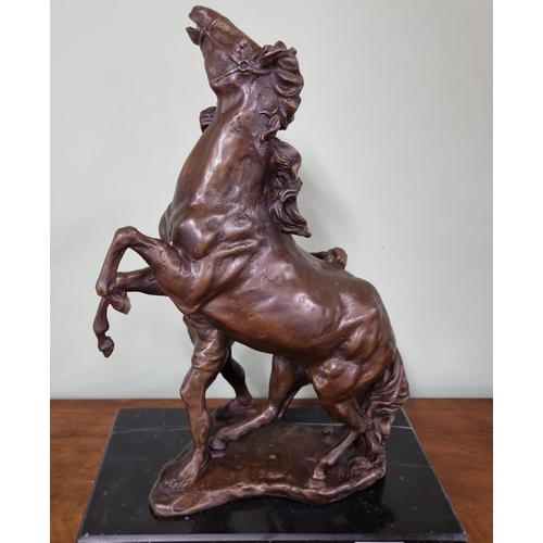 66 - A pair of Bronze figure horses with riders 'Marly Horses' after G.Cousteau. Dimensions (H x W x D) 3... 