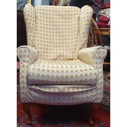 73 - A good pair of Wingback Arm Chairs. 70 x 70 x H107 x SH48cm approx.