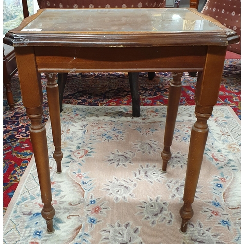 124 - A pair of modern octagonal Stools 33 x H10cm approx. along with a modern Side Table with glass top. ... 