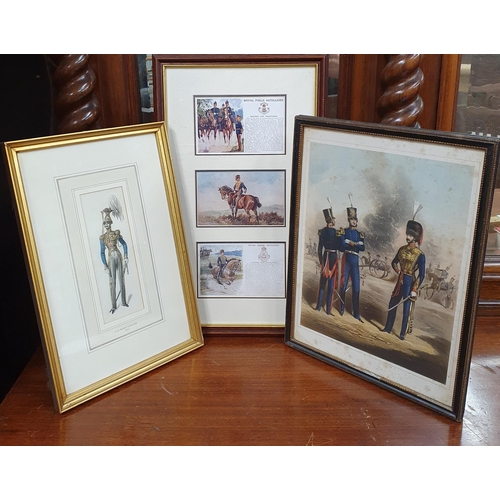 219 - A group of three 19th Century and later Military Engravings. Tallest H 36 x W 26 cm approx.