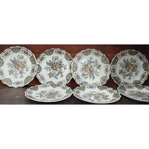 250 - A good set of Ridgeway Staffordshire Windsor pattern Plates along with a quantity of Churchill blue ... 