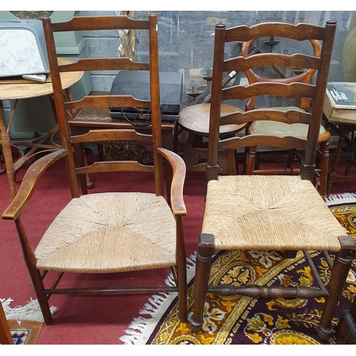 267 - A 19th Century Ladder Back Provincial Chair with rush seat along with another single seat.
W 55  x D... 