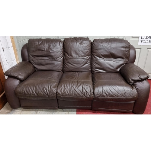 272 - A good Brown leather reclining three piece Suite.
W 210  x D 97 x H 90 cm approx.