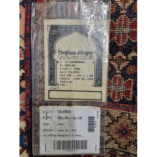 273 - A good Persian Yalameh Rug with unique medallion design. 150 x 104 cm approx.