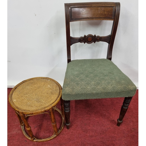 279 - A Regency Mahogany Chair and a wicker Table.