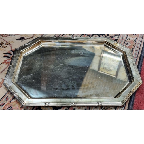 291 - An inlaid Brass galleried Tray along with a Silver plated Tray.
