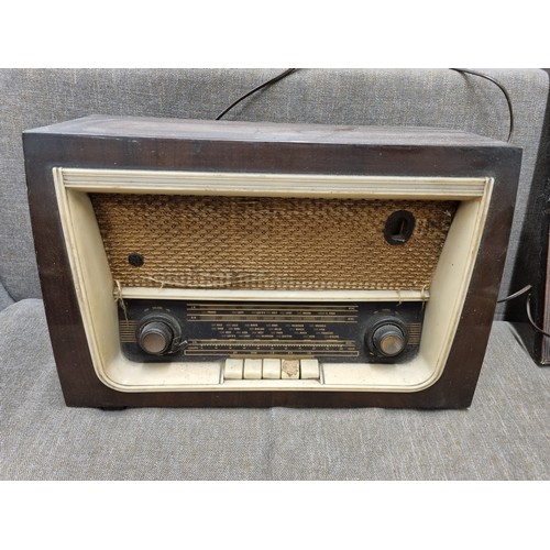 361 - A Vintage Radio along with two Prints.