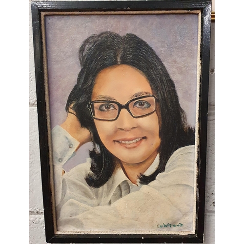 368 - An Oil on Panel of The Fabulous Nana Mouskouri taken from the cover of the album 