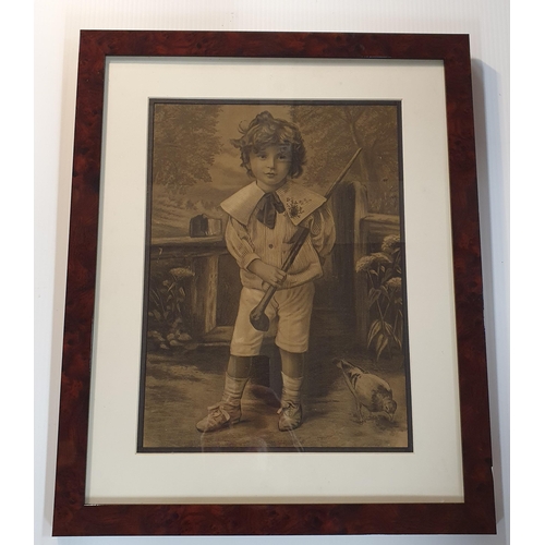 371 - A 19th Century Lithograph of a young boy, no apparent signature. 40 x 30 cm approx.