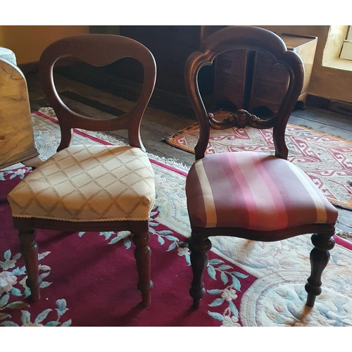 375 - Three balloon back Dining Chairs along with a Mahogany dropleaf table.