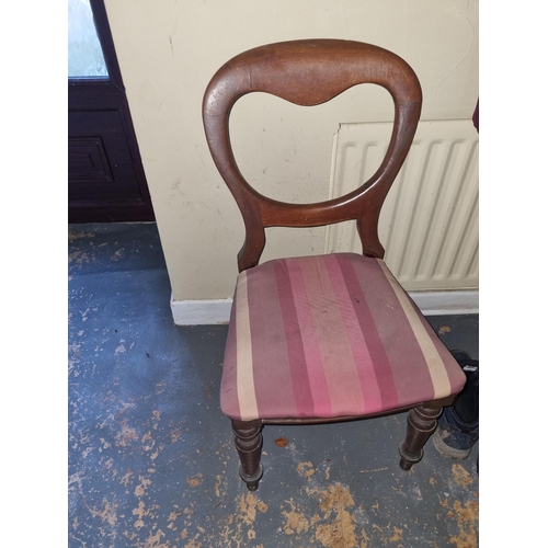 375 - Three balloon back Dining Chairs along with a Mahogany dropleaf table.