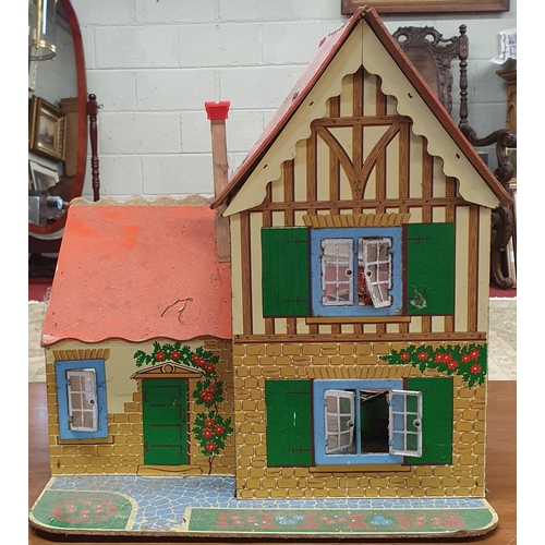 381 - A Vintage Dolls House .
Ideal Starter  Home, partially furnished in need of modernisation .
H 44 x 4... 