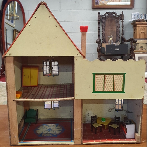 381 - A Vintage Dolls House .
Ideal Starter  Home, partially furnished in need of modernisation .
H 44 x 4... 