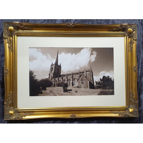 845 - A Really Good Ornate Gilt Picture Frame with Mounted Monochrome Photography Images  . 
Height 66 x 9... 