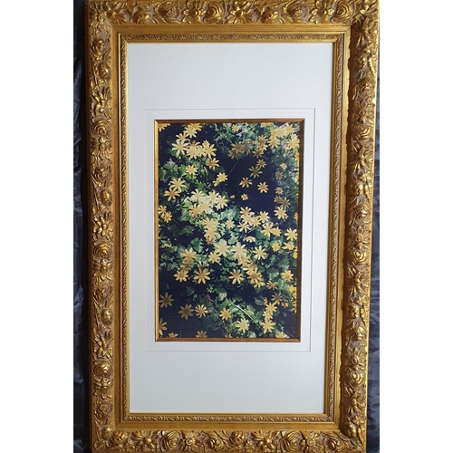 854 - A Really Good Ornate Gilt Picture Frame with Mounted  Photography Image of Spring Flowers . 
Height ... 