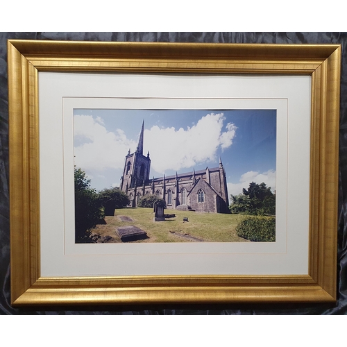 873 - A Really Good Gilt Picture Frame with Mounted Photography Images . 
Height 77 x 96 cm approx.