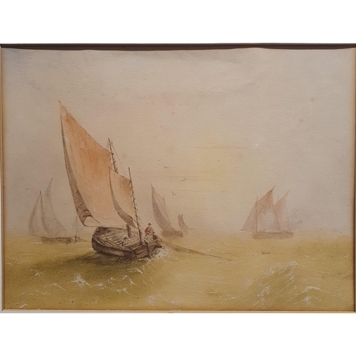 354 - A 19th Century Watercolour of Sailing Boats.
H 21 x 28 cm approx.