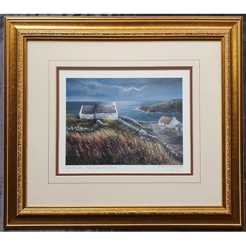 21 - A signed 20th Century coloured Print 'Lights of Home' West coast of Ireland by Stuart Grey along wit... 