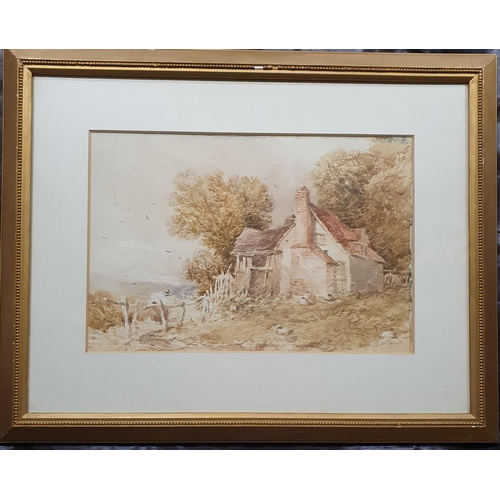 4 - A 19th Century Watercolour Painting of a country landscape with a cottage to the foreground. No appa... 