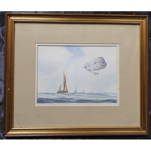 64 - A pair of early 20th Century Watercolours of early aircraft in full flight. Signed B Barnes LR. 17 x... 