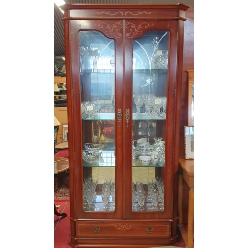 72 - A Fantastic pair of modern Display Cabinets with glazed and etched front doors, glass shelves, paint... 