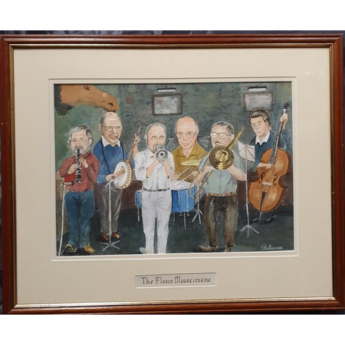 13 - A 20th Century Watercolour 'The Fleece Mooseicians' by Robinson signed LR. 28 x 38 cm approx.