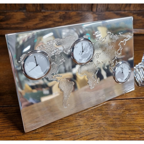 55 - A Waterford Crystal Clock along with a Newbridge world Clock along with a quantity of Stelar Flatwar... 