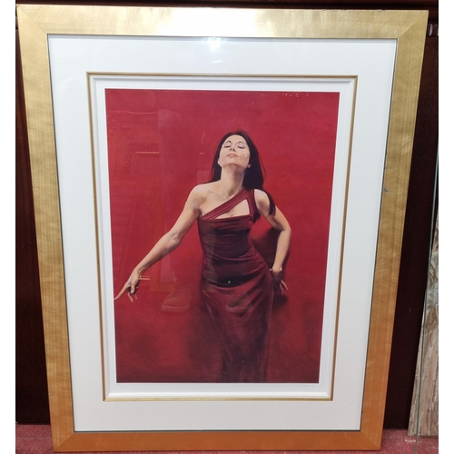 858 - Crimson II, a large limited edition coloured Print by Ibanez, signed lower right.