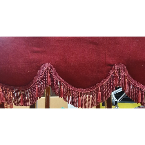 862 - A Pair of Lined Red Velour Curtains  with matching Pelmet. 
Width 150 x 2 , Length 160 , Pelmet 260 ... 