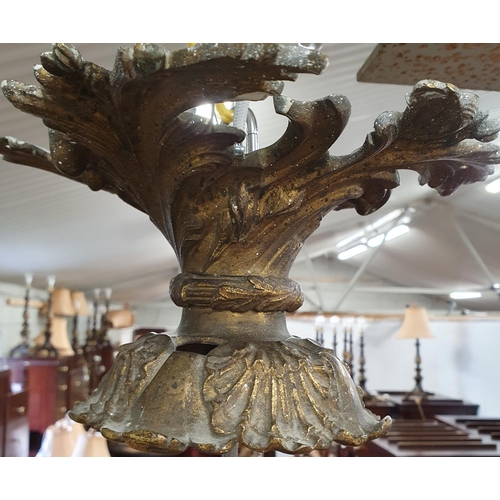 866 - An Unusual Pair of Large Wood Pleated light Shades with Heavy Brass ceiling Rose.
Length 55 Diameter... 