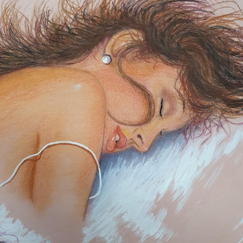 867 - An Erotic Pastel Drawing of a Lady .
H 60 x 90 cm approx.