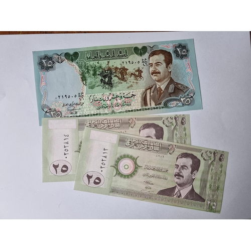6 - An American $2 Note along with a novelty Note and Bank of Iraq Notes.