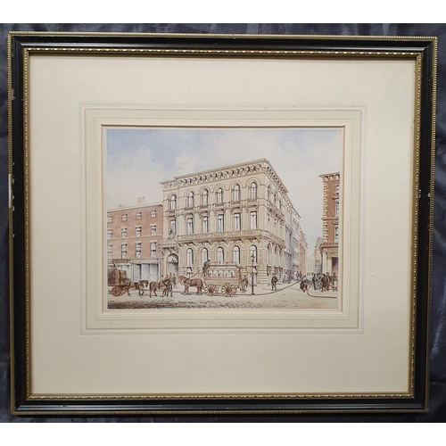 128 - A 20th Century hand coloured Etching of a street scene. 39 x 44 cm approx.