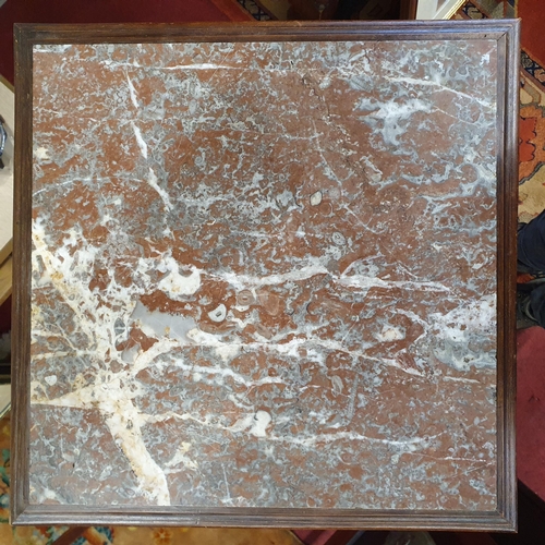 131 - A 19th Century Walnut two tier Side Table with a marble top. 40 x 40 x H 83 cm approx.