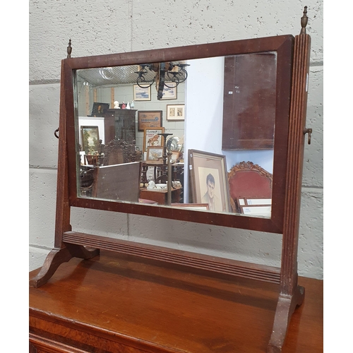 134 - A good early Regency Mahogany Crutch Mirror with brass finials. W 45 x H 45 cm approx.