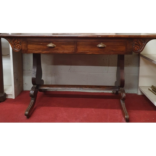 179 - A 19th Century Mahogany Sofa Table with twin drawer frieze. 138 x 61 x H 71 cm approx.