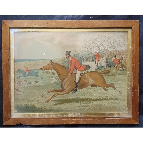 253 - Two 19th Century coloured Prints of hunting and racing scenes. 36 x 27, 14 x 19 cm approx.