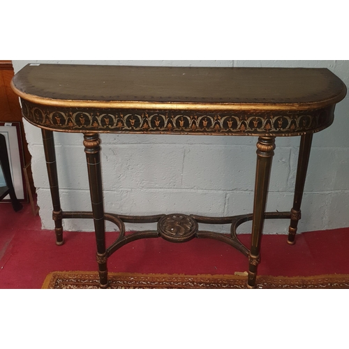 265 - A painted Console Table on turned supports.
H 80 x 115 x 37 cm approx.