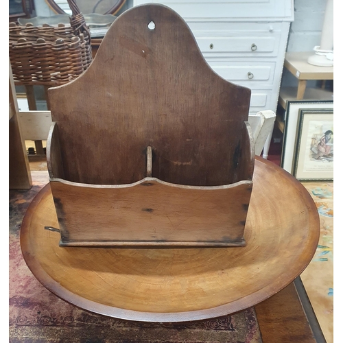 307 - An early 20th Century wall mounted Letter Rack along with a large timber fruit bowl. Bowl D 40, Rack... 