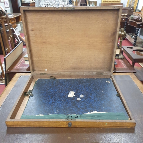 407 - A 19th Century large Oak Folio Box. 77 x 57 x H 10 cm approx. #