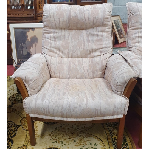 416 - A good Ercol four piece Suite consisting of a three seater couch, two armchairs and a stool. Couch W... 