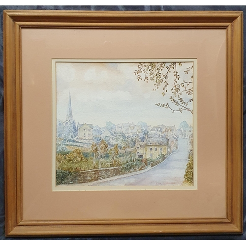 42 - A 20th Century Watercolour of a town scene. Indistinctly signed LR. 23 x 26  cm approx.