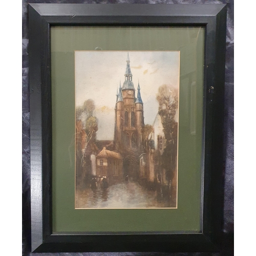 450 - A pair of 19th Century Watercolours of street scenes. No apparent signature. 30 x 20 cm approx.