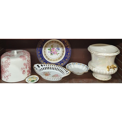 457 - A quantity of 19th Century and later Pottery to include a cheese dome top.