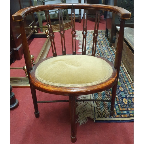 505 - An Edwardian Mahogany Inlaid Tub Chair along with an Edwardian bedroom chair.