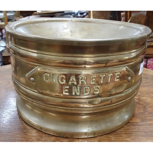 79 - A Brass Ash Can/Spittoon along with a pair of 19th Century timber Skates. D 27 x H 16 cm approx. #