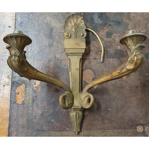 82 - A Bronze Wall Light. Circa 1900. W 37 x H 38 cm approx. #