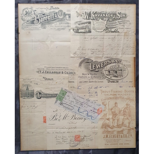 85 - A framed set of 1918 signed Invoices. 50 x 40 cm approx. #