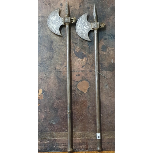 88 - An early pair of Medieval style Axes. L 59 cm approx. #